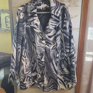 Susan Graver Black and White Patterned Jacket XL